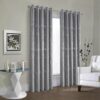 Michaela Grey/Silver Eyelet Fully Lined Ready Made Curtains - Image 2