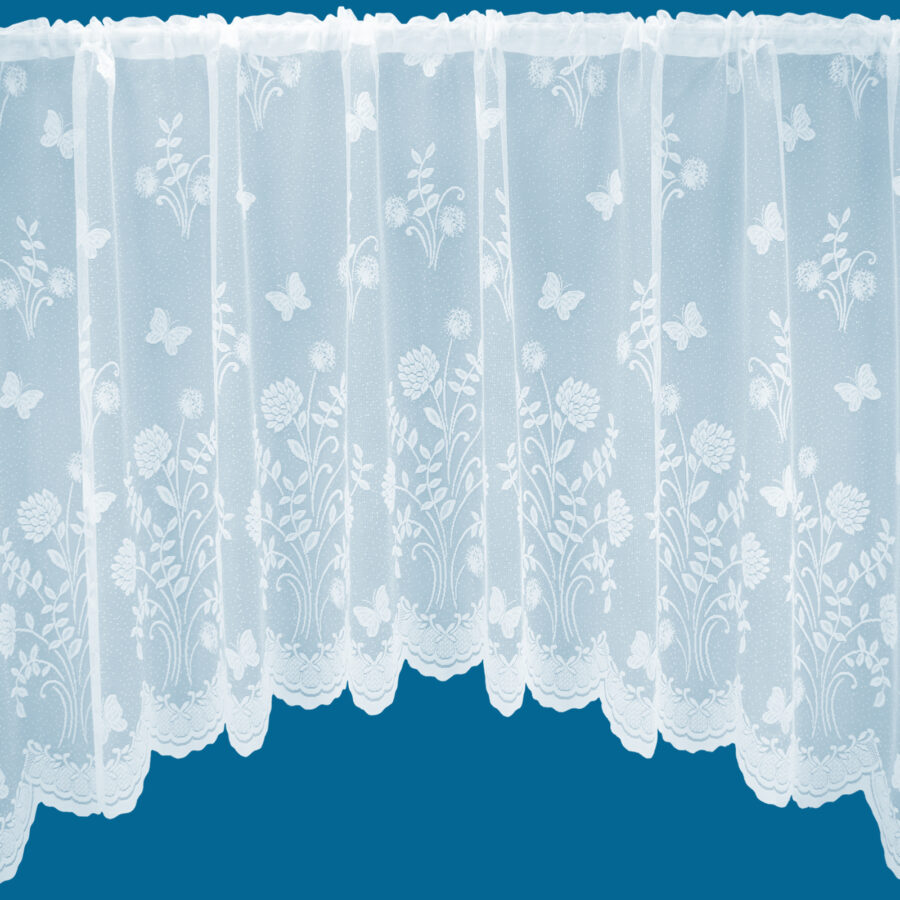 Country Garden White Floral Jardinière Net Curtain