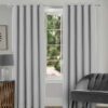Salerno Faux Wool Pale Grey Eyelet Blackout Lined Ready Made Curtains - Image 2