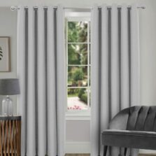 Salerno Faux Wool Pale Grey Eyelet Blackout Lined Ready Made Curtains