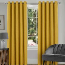 Salerno Faux Wool Ochre Eyelet Blackout Lined Ready Made Curtains