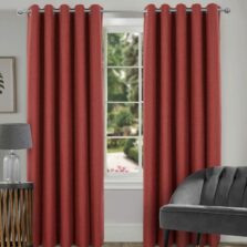 Salerno Faux Wool Terracotta Eyelet Blackout Lined Ready Made Curtains