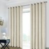 Valerie Cream Velour Eyelet Blackout Lined Ready Made Curtains - Image 2