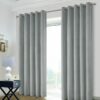 Valerie Silver Velour Eyelet Blackout Lined Ready Made Curtains - Image 2