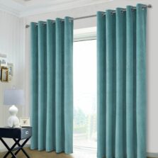Valerie Teal Velour Eyelet Blackout Lined Ready Made Curtains