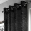 Adele Metallic Thread Eyelet Voile Panel Black - Image 3