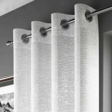 Adele Metallic Thread Eyelet Voile Panel White