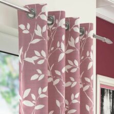 Willow Leaf Design Headed Eyelet Voile Panel Blush Pink