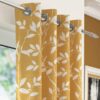 Willow Leaf Design Headed Eyelet Voile Panel Ochre Yellow - Image 3
