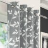 Willow Leaf Design Headed Eyelet Voile Panel Silver Grey - Image 3