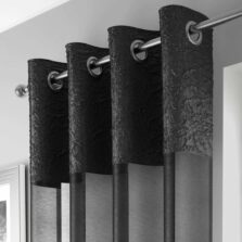 Crushed Headed Eyelet Voile Panel Black