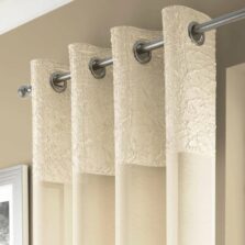 Crushed Headed Eyelet Voile Panel Champagne