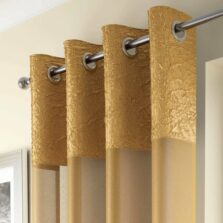 Crushed Headed Eyelet Voile Panel Ochre