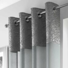 Crushed Headed Eyelet Voile Panel Silver