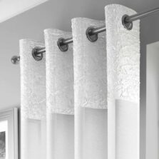 Crushed Headed Eyelet Voile Panel White