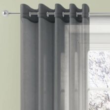 Plain Ring Top Eyelet Heading Voile Panel Grey