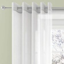 Plain Ring Top Eyelet Heading Voile Panel White