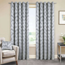 Hendon Grey Eyelet Jacquard Lined Pencil Pleat Ready Made Curtains