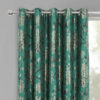 Eleanor Teal Eyelet Metallic Printed Lined Ready Made Curtains - Image 3