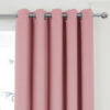 Plain Woven Pink Eyelet Blockout Self Lined Ready Made Curtains - Image 3