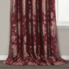 Eleanor Red Eyelet Metallic Printed Lined Ready Made Curtains - Image 4