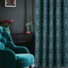 Georgina Teal Chenille Jacquard Lined Pencil Pleat Ready Made Curtains - Image 5