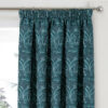 Georgina Teal Chenille Jacquard Lined Pencil Pleat Ready Made Curtains - Image 3