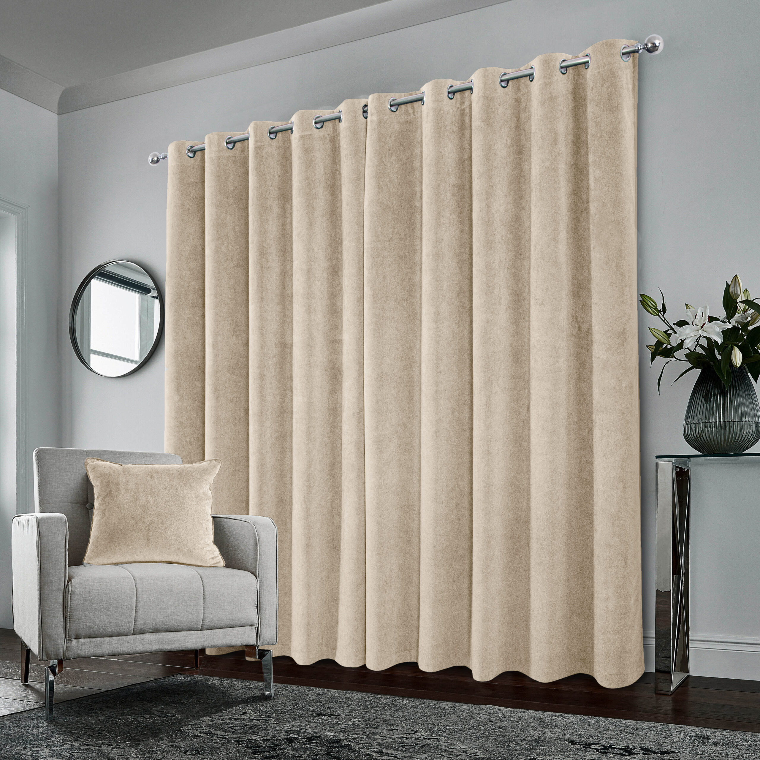 Windsor Cream Eyelet Blackout Ready Made Curtains - NetCurtains.co.uk