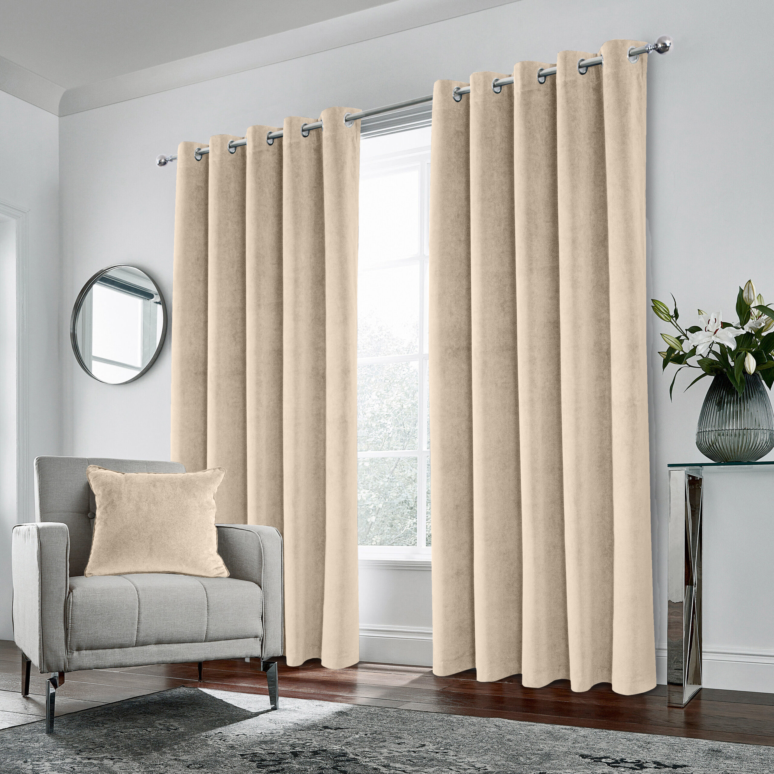 Windsor Cream Eyelet Blackout Ready Made Curtains - NetCurtains.co.uk