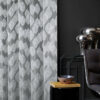 Hendon Grey Eyelet Jacquard Lined Ready Made Curtains - Image 5