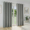 Cleo Grey Chevron Thermal Eyelet Curtains