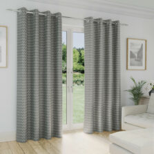 Cleo Grey Chevron Thermal Eyelet Curtains