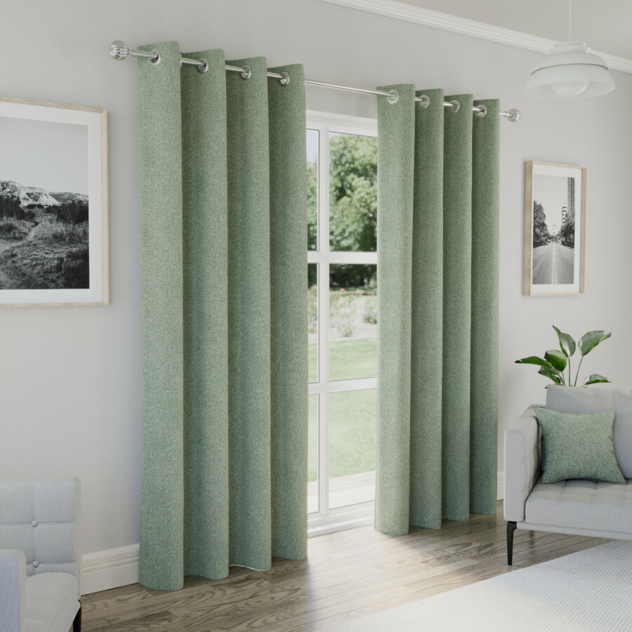 Arden Green 100% Blackout Eyelet Curtains