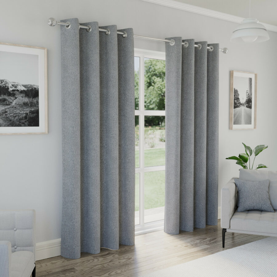 Arden Grey 100% Blackout Eyelet Curtains