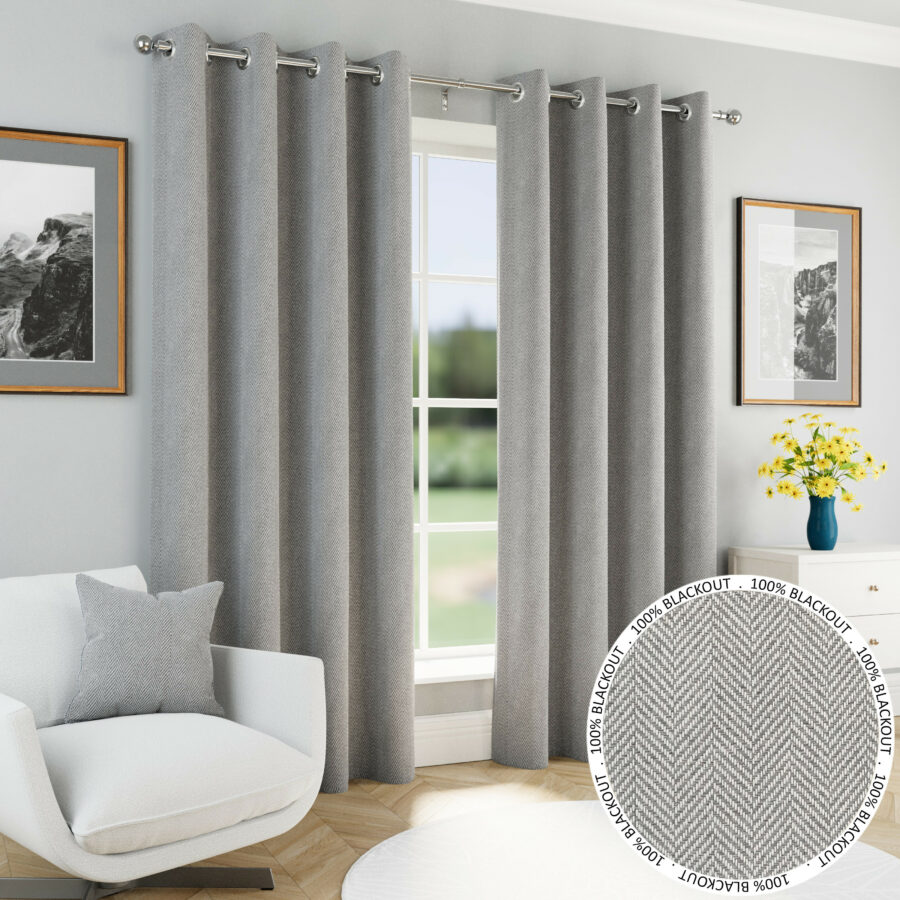 Marlow Grey Blackout Eyelet Curtains
