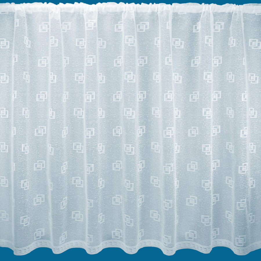 Gemini Square Design White Net Curtain